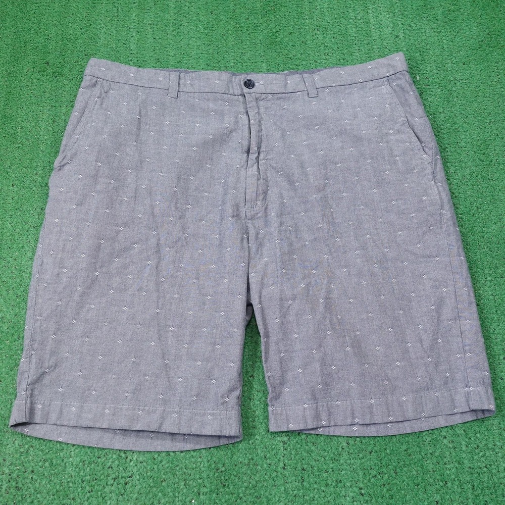 Roundtree & Yorke Shorts‎ Mens 44 Gray Chino Geometric Stretch Pockets 10 Inseam